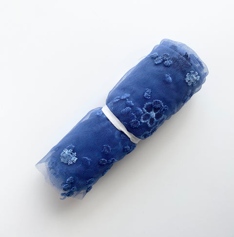 Remnant Embroidered Tulle (W52628) Indigo