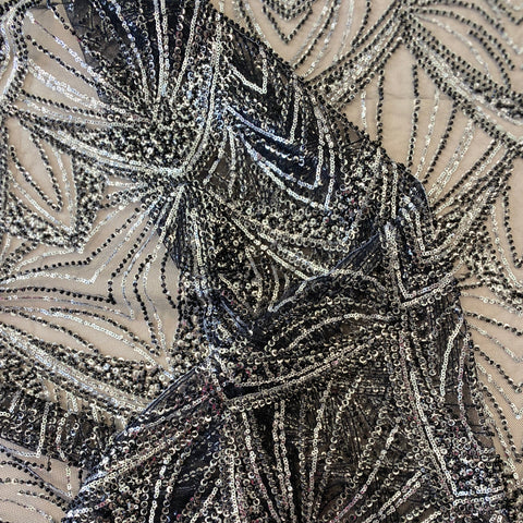 Embellished Tulle (W53193) – Black/Silver