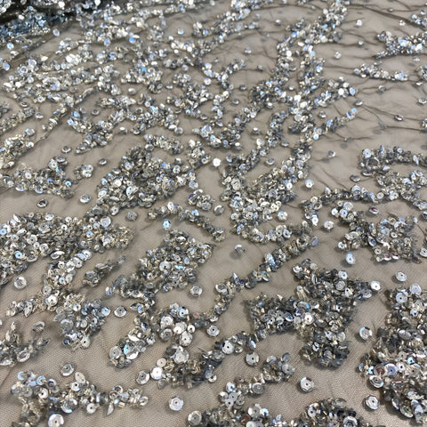 Sequined tulle (K26107) Silver
