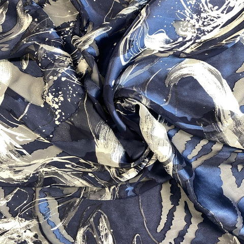 Printed Devore Navy