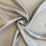 Taupe Habotai — soft with a light, airy drape and a smooth satin finish, 100% mulberry silk, 140cm wide