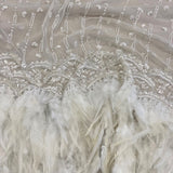 Ivory Feather Tulle — featuring hand-beading and sequins, 100% polyester, 110cm wide
