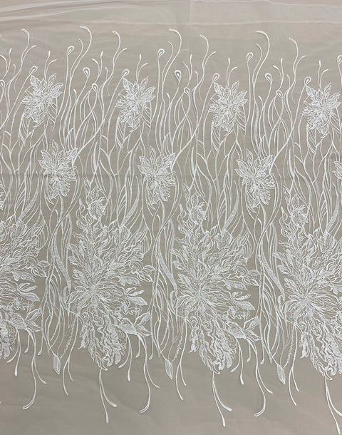 Remnant Embroidered Floral Tulle (LV12001) Ivory