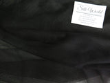 Black Soft Tulle — lightweight and soft, 100% polyester, 300cm wide