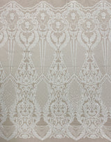 Ivory Sequined Tulle — featuring sequins, 100% polyester, 140cm wide
