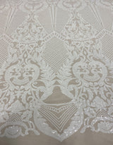 Ivory Sequined Tulle — featuring sequins, 100% polyester, 140cm wide