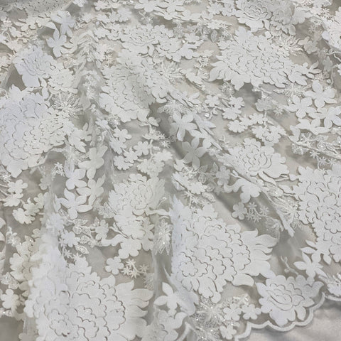 Floral laser cut embroidery (W31200) Ivory
