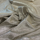 White Gold Metallic Jacquard — featuring a woven metallic jacquard design with a soft feel and stiff drape, 140cm wide