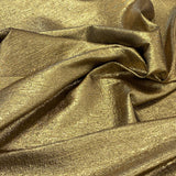 Ochre Metallic Jacquard — featuring a woven metallic jacquard design with a soft feel and stiff drape, 140cm wide