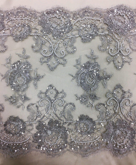 Fine Chantilly Lace Trim (1131bt) Silver