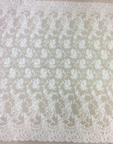 Cut Piece Fine Chantilly lace (1192) Ivory