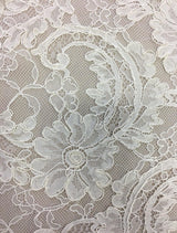 Ivory Floral Corded Lace — featuring scalloped edges, floral motifs and a corded texture, in nylon and viscose, 130cm wide