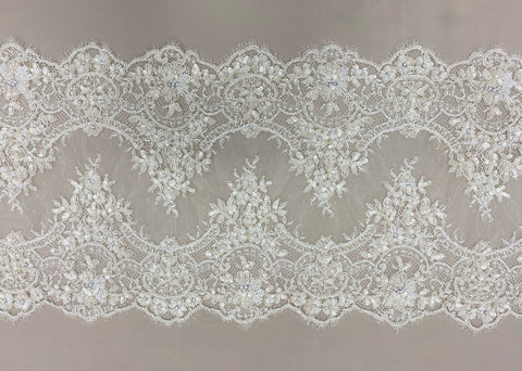 Beaded fine lace trim (1364bt) Ivory