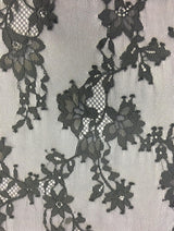 Steel Fine Floral Lace — featuring scalloped edges, eyelash detail and floral motifs, in nylon, 140cm wide