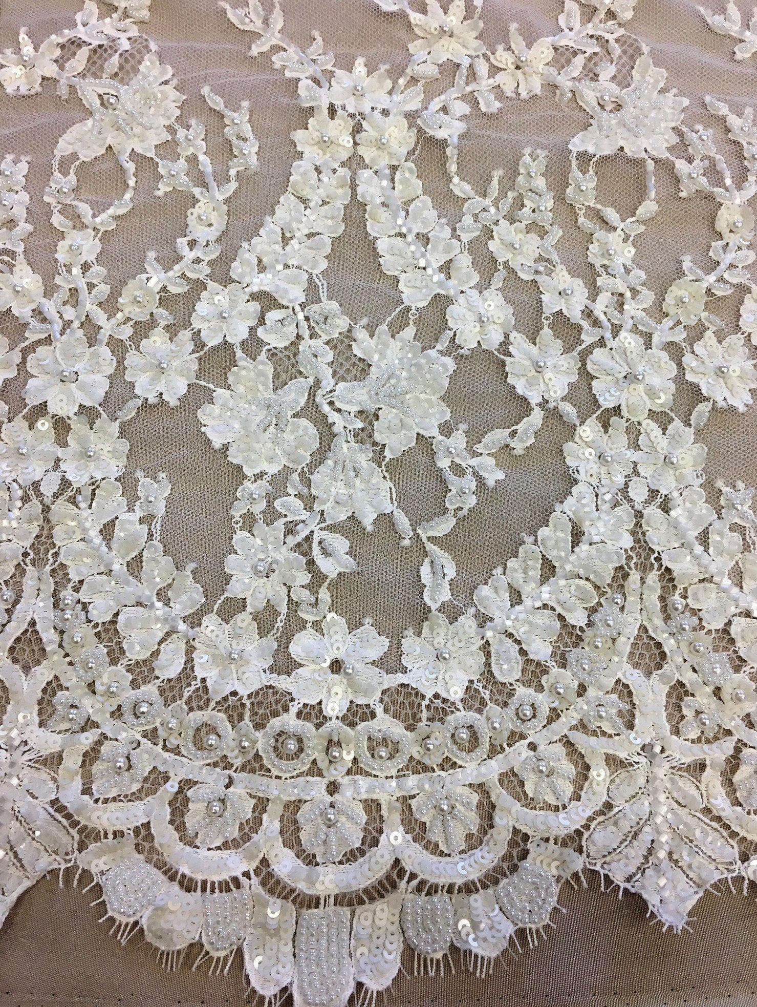 Ivory Beaded Lace Garance