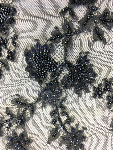 Beaded fine lace 1375bd Steel