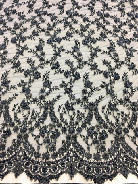 Beaded fine lace 1375bd Steel