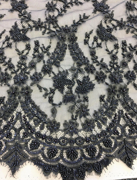 Beaded fine lace 1375bd Steel