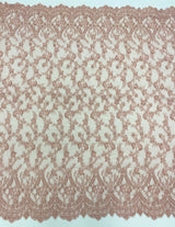 Rose Beaded Fine Lace — featuring scalloped edges, eyelash detail and floral motifs, in nylon, 140cm wide