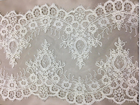 Floral Corded Lace Trim (1379T) M.Ivory