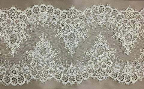Floral Corded Lace Trim (1379T) M.Ivory