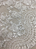 Beaded fine French lace Trim (1386bdT) White