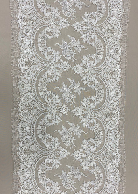 Fine Beaded Lace Trim (1388bt) White