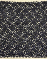 Black Navy Beaded Lace — featuring scalloped edges, eyelash detail and hand-beading, in nylon, 130cm wide