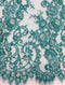 Fine Beaded Lace (1437bd) Aqua PANEL