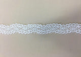 White Corded Lace Trim — featuring scalloped edges, eyelash detail and floral motifs, in nylon, 5cm wide