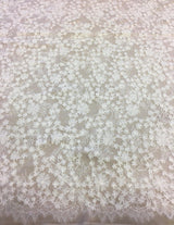 Ivory 3D Floral Lace — featuring scalloped edges, floral motifs and a 3D floral design, in nylon and viscose, 130cm wide