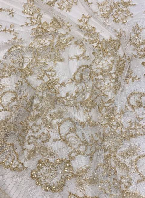 Beaded Lace (1561bd) Gold / Ivory
