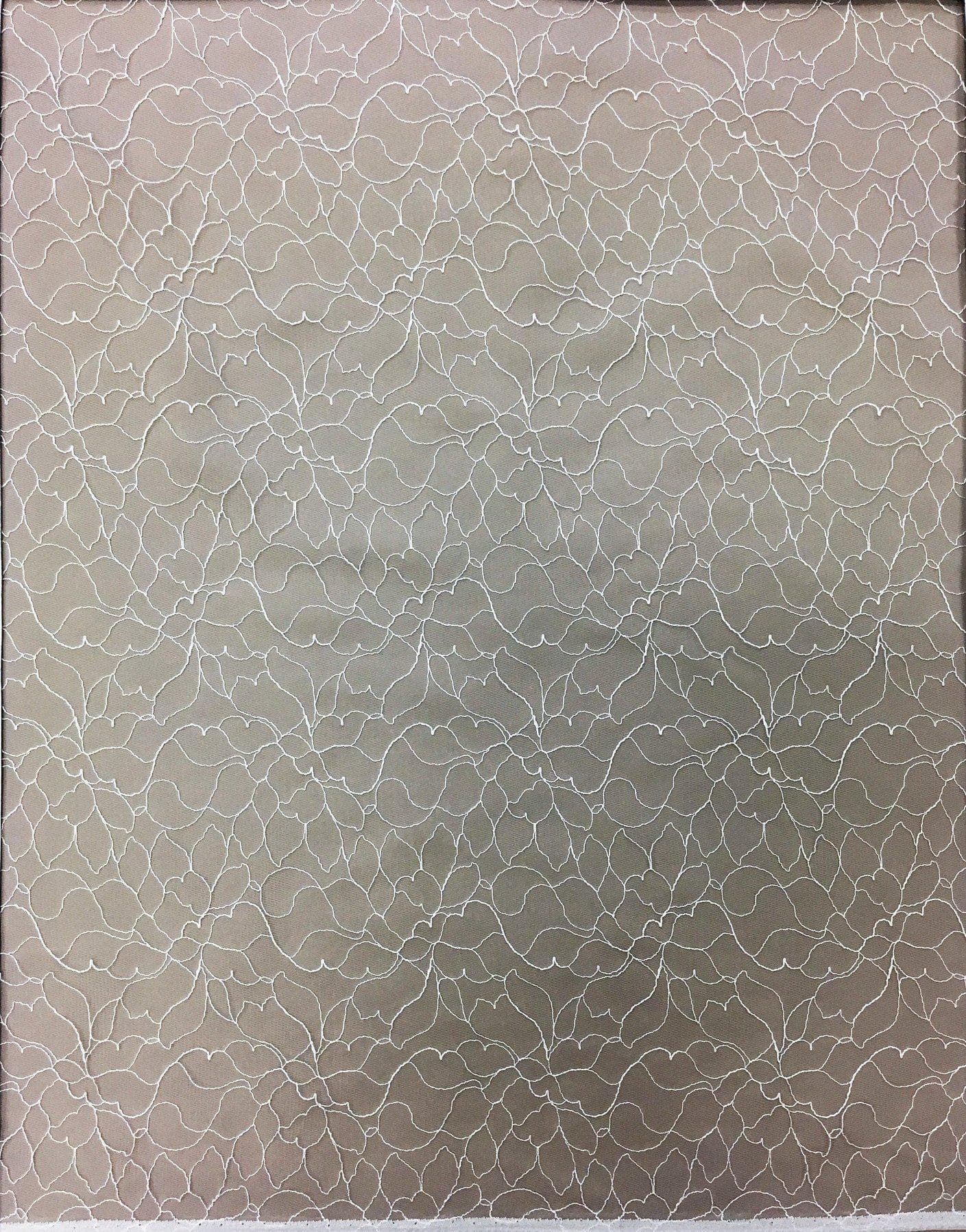 Ivory Fine Floral Lace — featuring floral motifs and an abstract design, in nylon, 150cm wide