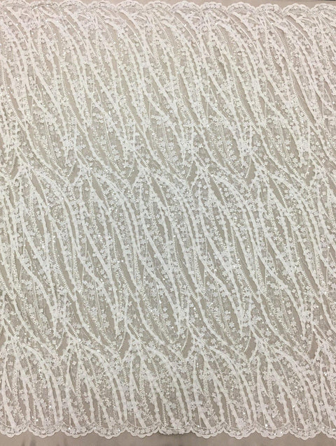3D Beaded Lace (1593bd) Ivory