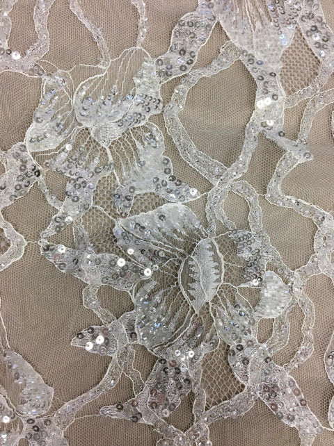 Beaded Floral Lace (1615bd) Ivory
