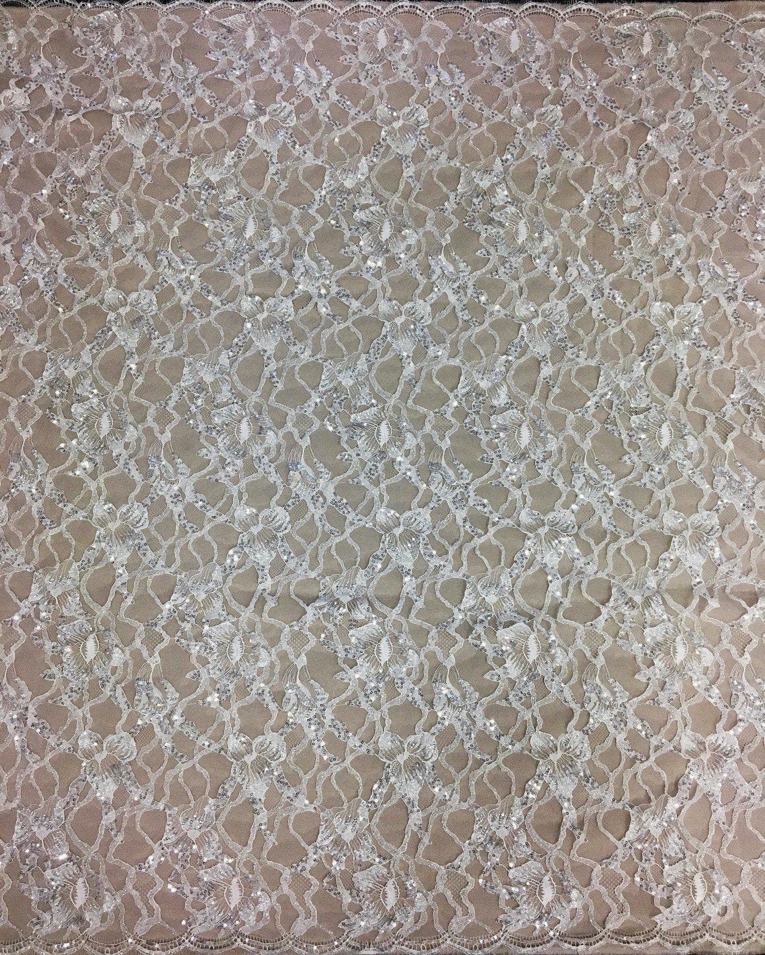 Ivory Beaded Lattice Lace Penelope Cf