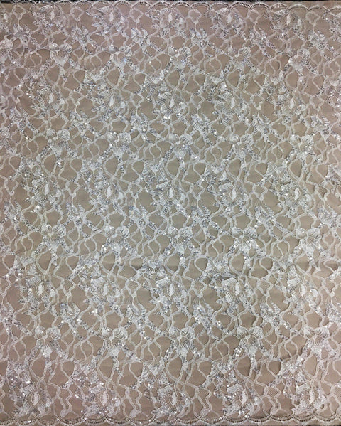 Beaded Floral Lace (1615bd) Ivory