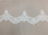 Ivory Fine Guipure Lace Trim — featuring a scalloped edge, floral medallions and Guipure motifs