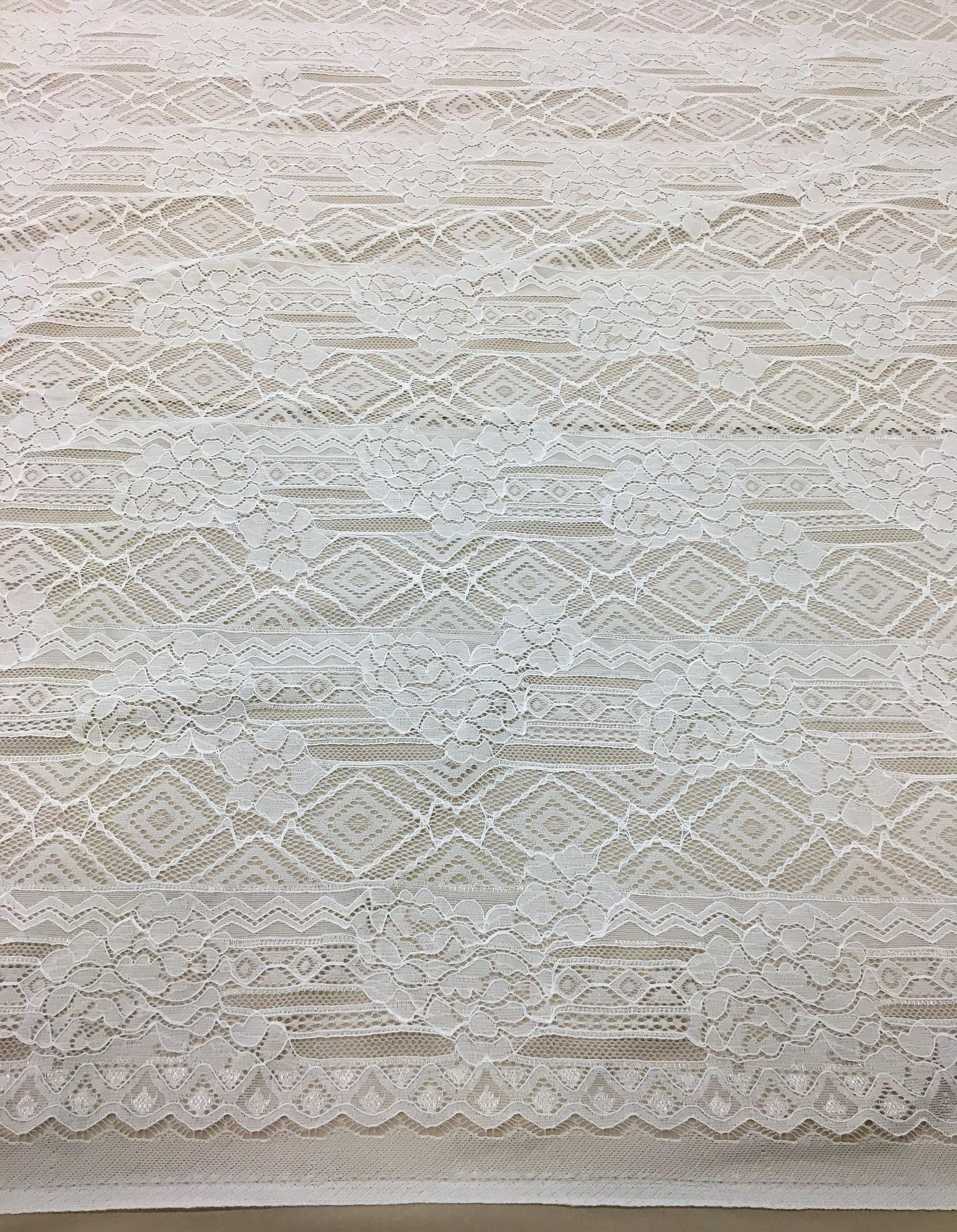 Geometric Stretch Lace (1630) Ivory