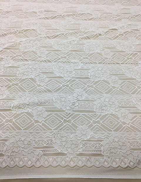 Geometric Stretch Lace (1630) Ivory