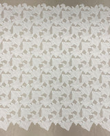 Ivory Floral Lace — featuring floral motifs and geometric motifs, 100cm wide