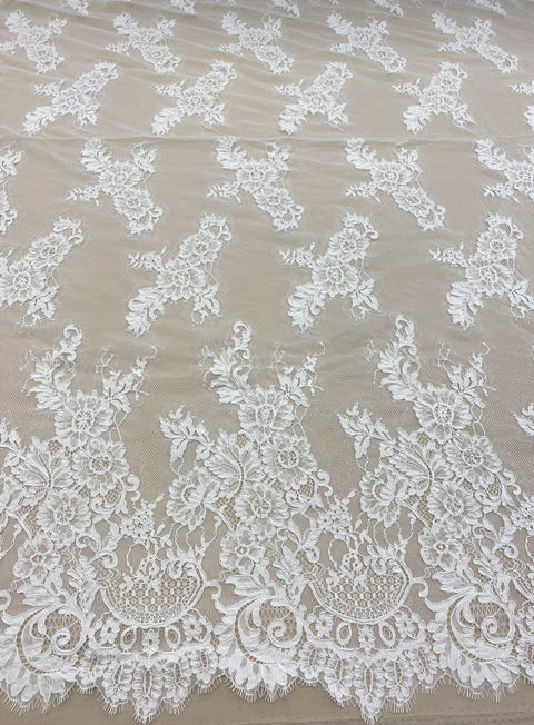 Corded Floral Lace (1641) White