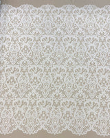 Ivory Filigree Guipure Lace — featuring scalloped edges, filigree scrollwork and paisley motifs, 120cm wide