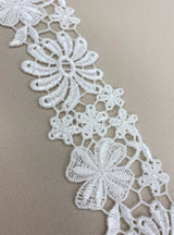 Ivory Floral Guipure Lace Trim — featuring floral motifs and Guipure motifs, 15cm wide