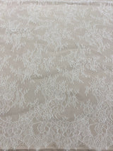 Ivory Fine Floral Lace — featuring scalloped edges, eyelash detail and floral motifs, 130cm wide