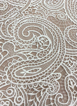 Ivory Paisley Guipure Lace — featuring Guipure motifs, 125cm wide