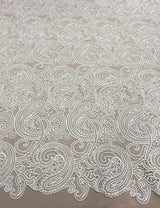Ivory Paisley Guipure Lace — featuring Guipure motifs, 125cm wide
