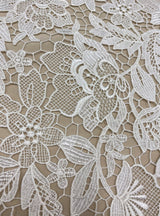 Ivory Floral Guipure Lace — featuring floral motifs and Guipure motifs, in nylon, 130cm wide