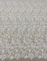 Ivory Floral Guipure Lace — featuring floral motifs and Guipure motifs, in nylon, 130cm wide