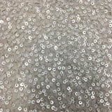 Platinum Sequin Georgette — heavily sequined on a 100% silk georgette base, with sequins running the length, 110cm wide